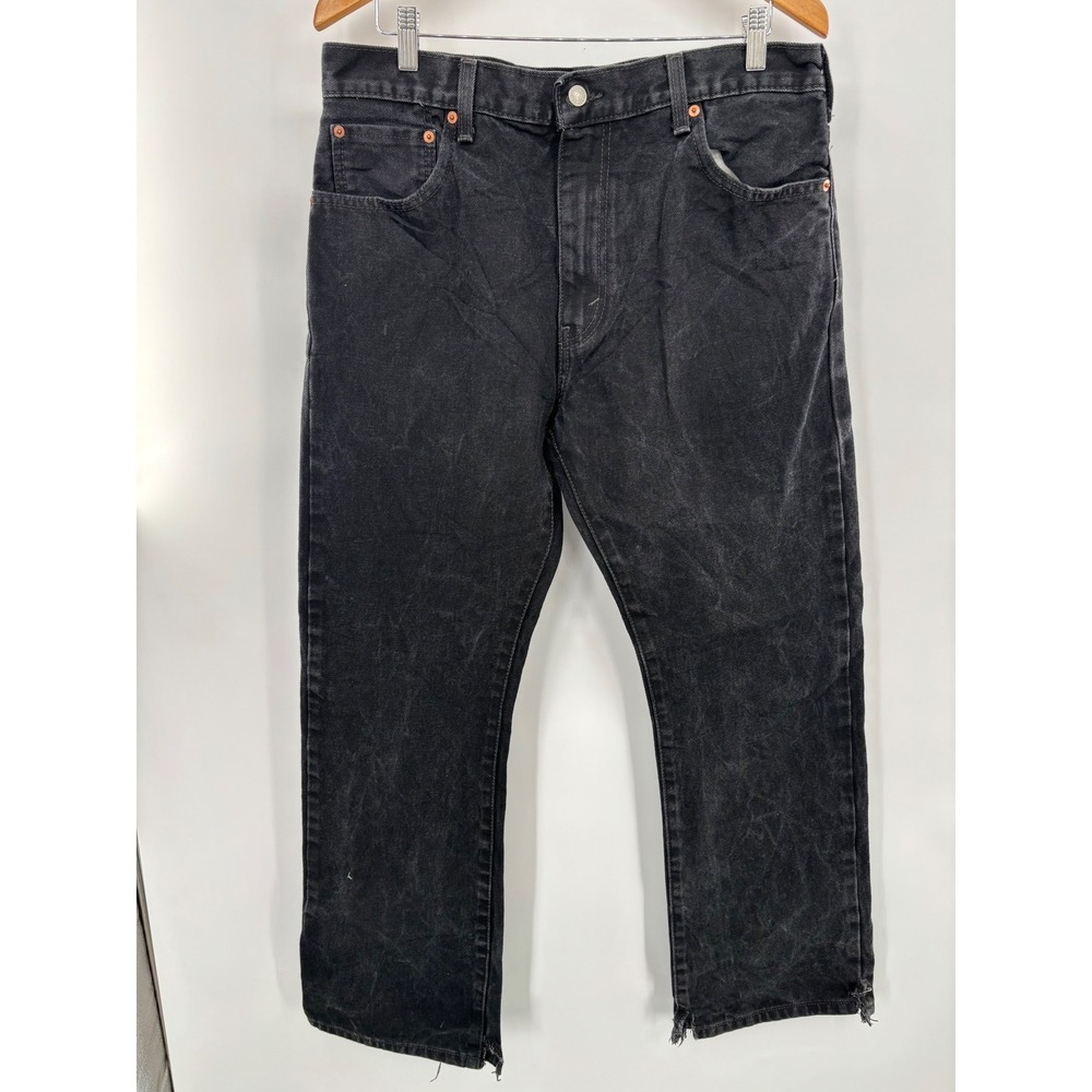 Levis 517 Mens 36x32 Bootcut Jeans Black Faded Modified Hem Y2K Style Denim